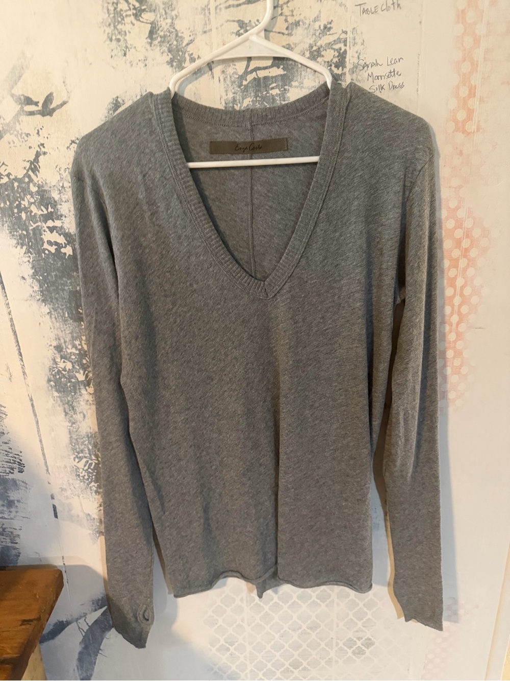 Enza Costa V-Neck Sweater - Gray
